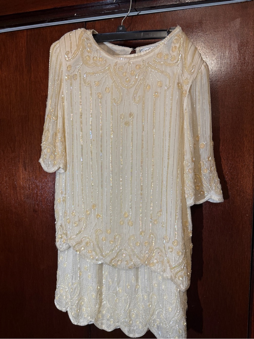 Vintage Candelight Jansons Silk Beaded Sequin 2 Piece Skirt Set M